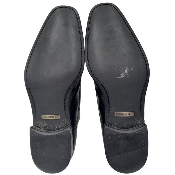 Magnanni Spain Men's size 10M Black Leather Dress Shoes Square-toe Derby Oxfords - Picture 4 of 12